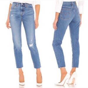 Levi's Wedgie Icon Fit Jeans in Jive Taps 29 Distressed Denim Ankle Crop Preppy